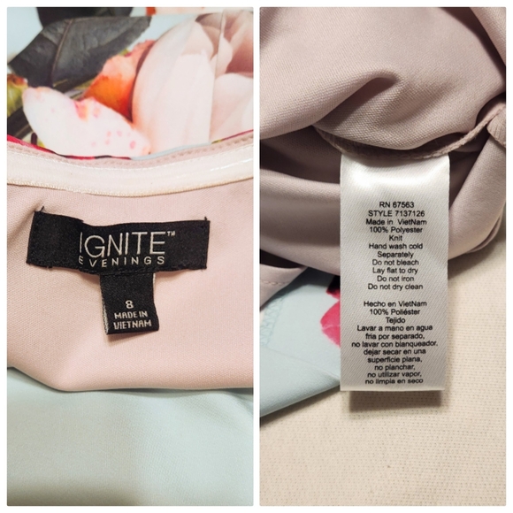 Ignite Evenings Off The Shoulder Floral Cocktail Fitted Dress Aqua Multi-Color 8 - Picture 9 of 10